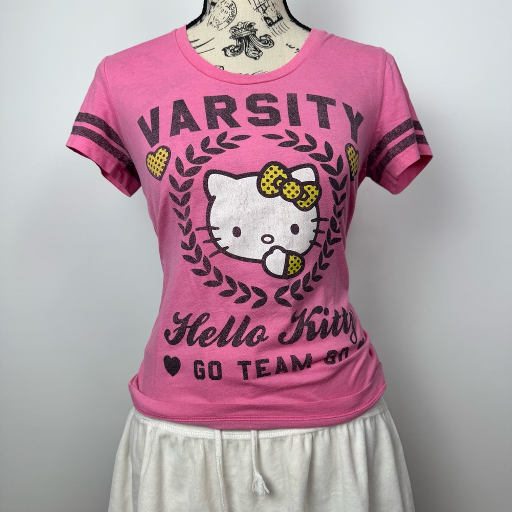 Hello Kitty Pink Tee with Yellow Bow Graphic